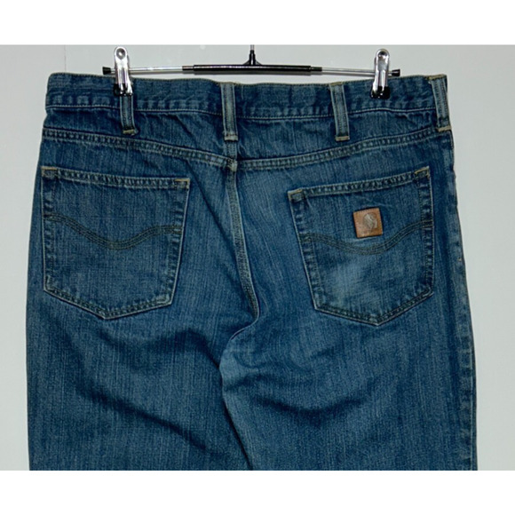 Carhartt Relaxed Fit Jeans Mens 36x32 Blue Measures 37x32 100% Cotton Workwear - Picture 5 of 10